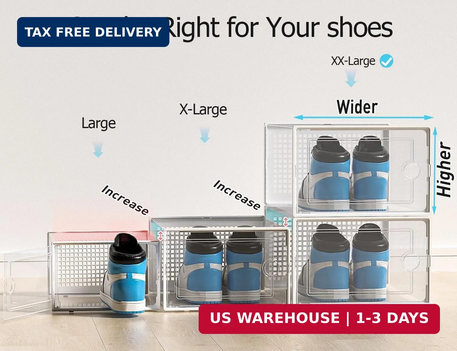 Kuject XX-Large Shoe Storage Boxes Organizers Clear Plastic Stackable 12 Pack, S