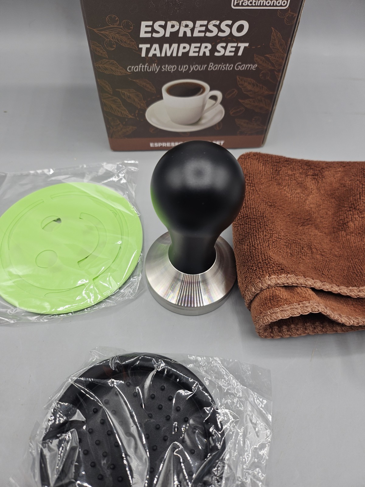 Practimondo Espresso Accessories Wood Handle Tamper Set