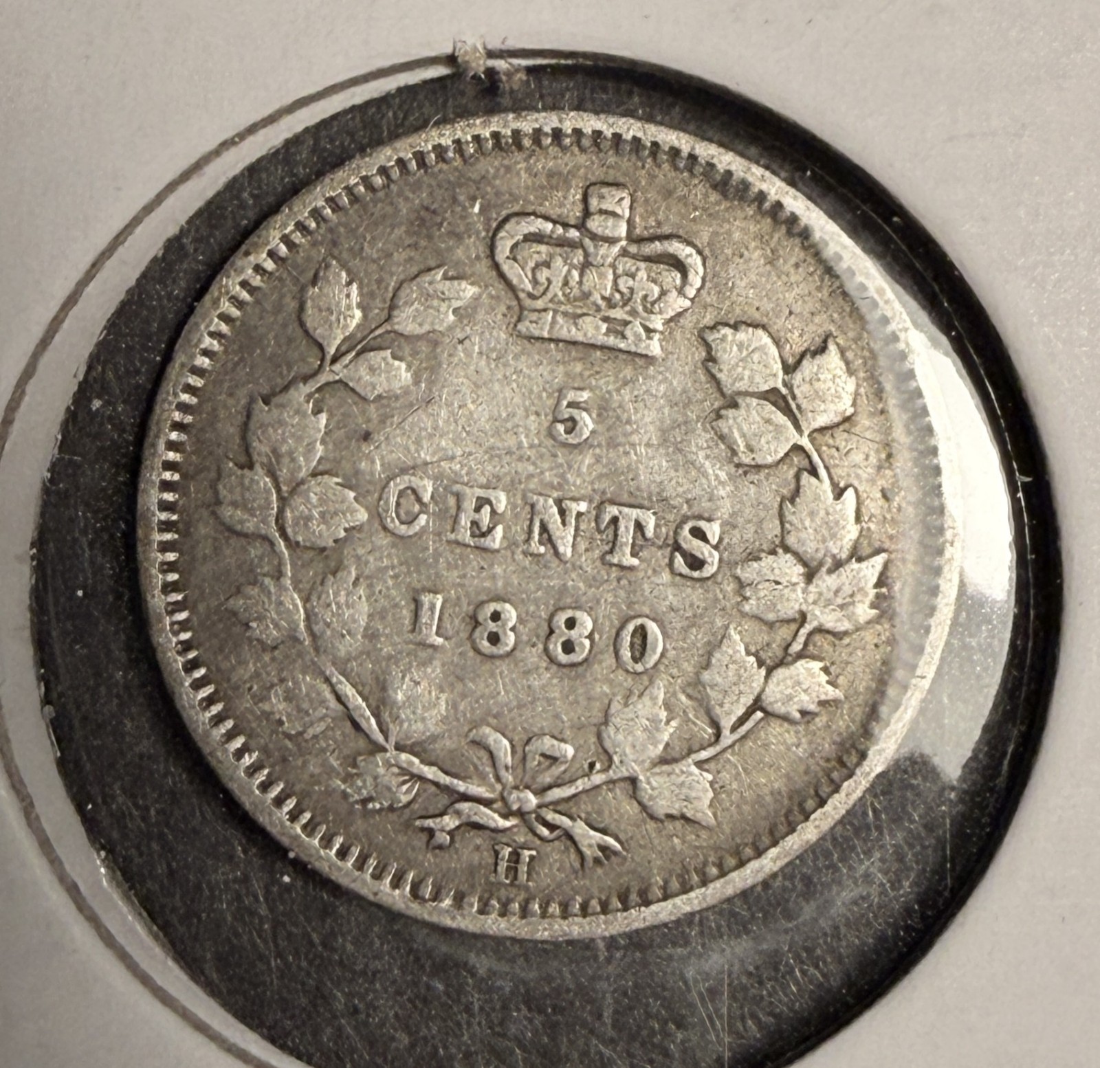 1880-H  Canadian 5ct Silver, VF. (18570)