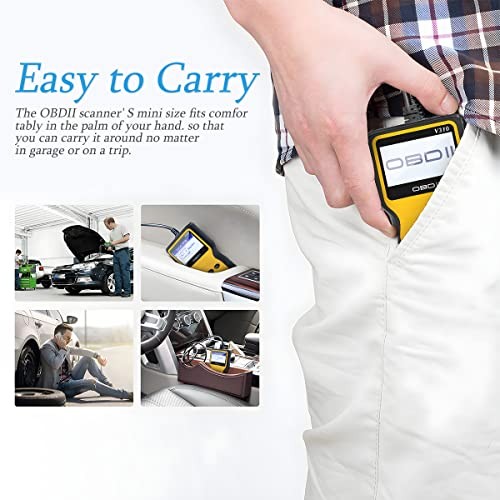 OBD2 Scanner Code Reader for Car Check Engine, CAN Diagnostic Tool, Yellow