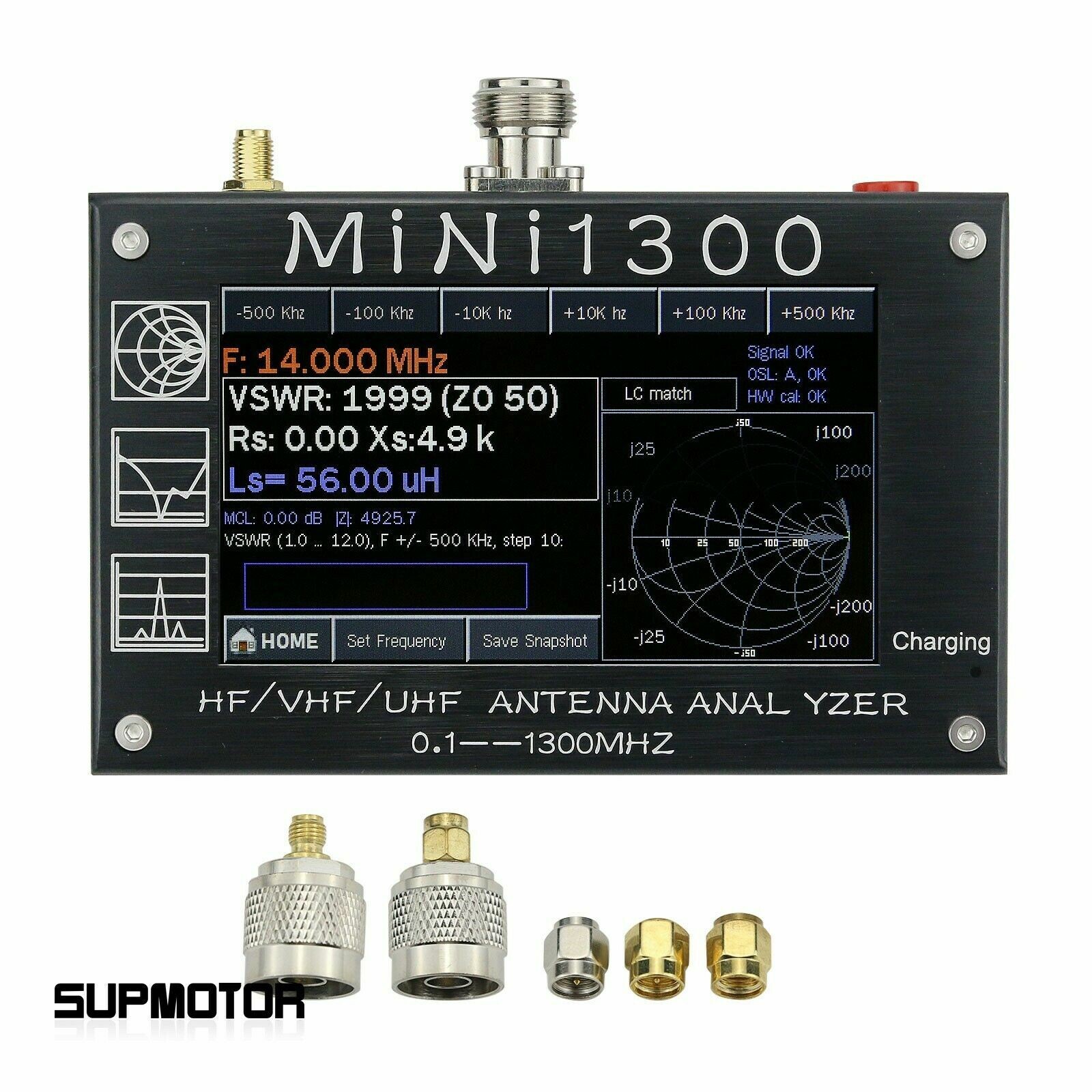 Mini1300 Antenna Analyzer Meter for 2 Way Radio 4.3" 0.1-1300MHz HF/VHF/UHF SWR