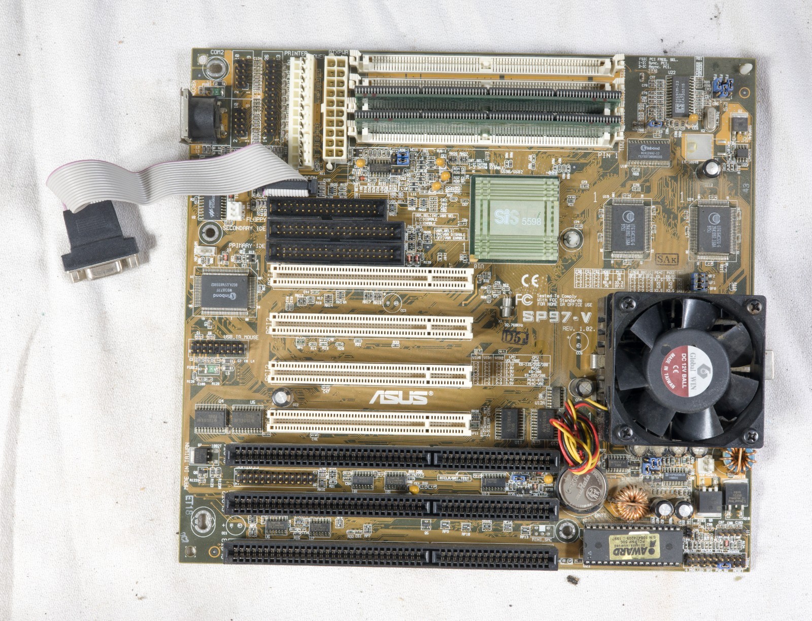 Vintage Asus SP97-V AMD K6-2 233MHz 16MB RAM motherboard ISA PCI tested mbdD15