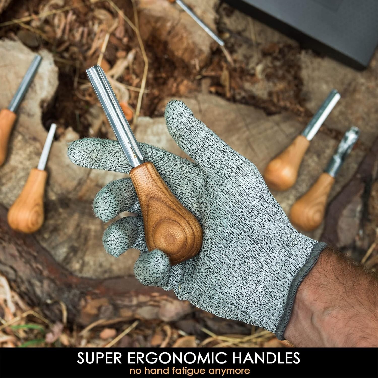 Complete Wood Carving Kit: Palm Gouges, Chisels & V-tools for Masterpieces-