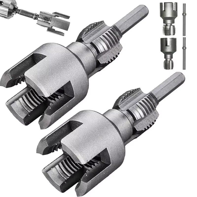 2pcs Integrated Internal & External Pipe Threading-Tool,PVC Pipe Threader Kit