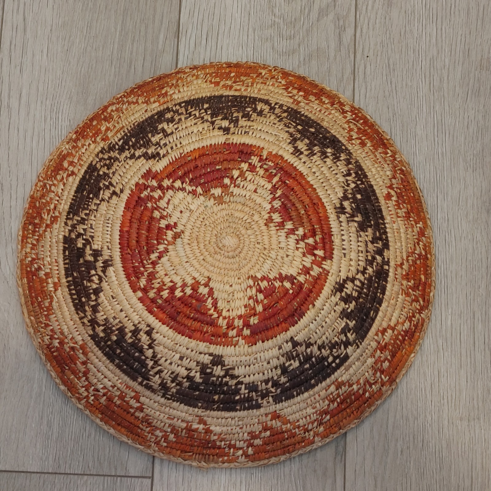 Hand Woven Basket Bowl Star Pattern 14.5"