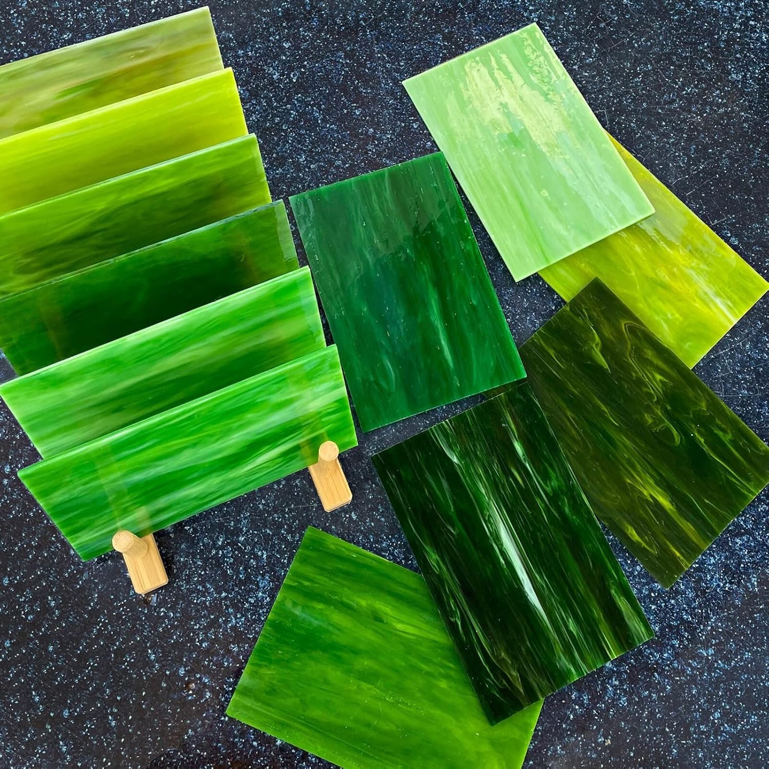 LITMIND 12 Sheets Green Stained Glass Sheets, 4 x 6"L*4"W(12pcs), Mixed