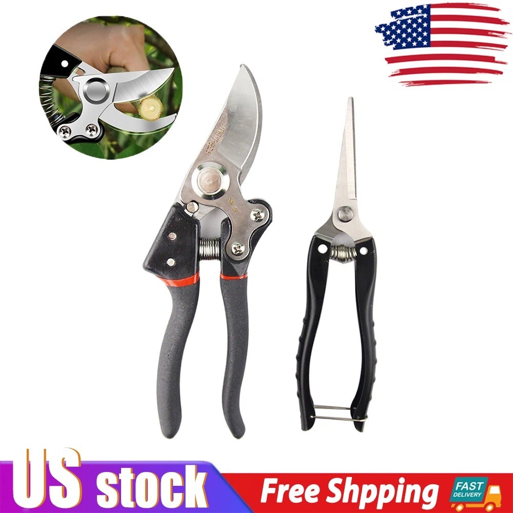 2X 8.5+7.6 Inch Garden Pruning Shears Pruner Straight Knife Scissors