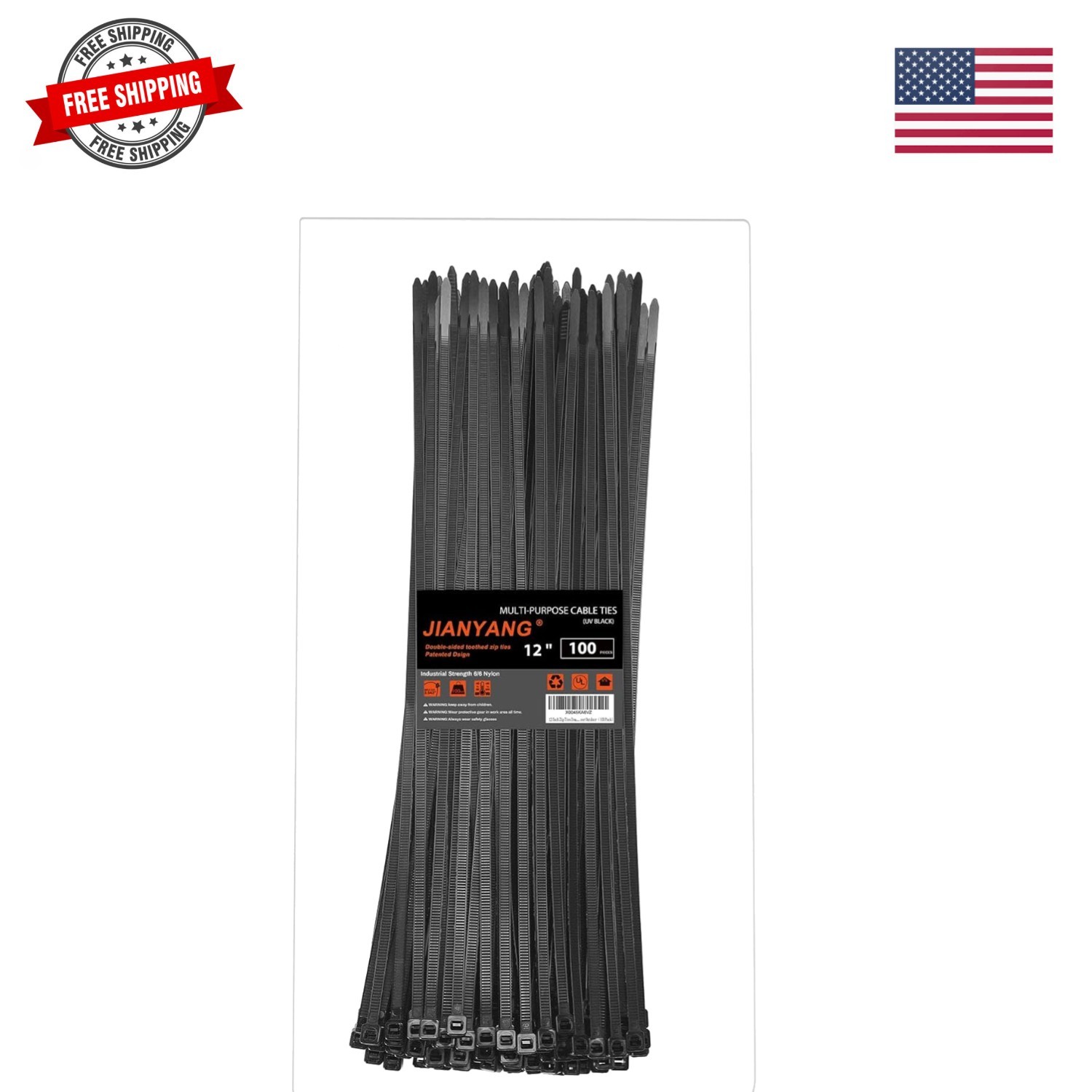 12 Inch Zip Ties Double Sided Toothed,100 LBS Tensile Strength Heavy Duty Cab...