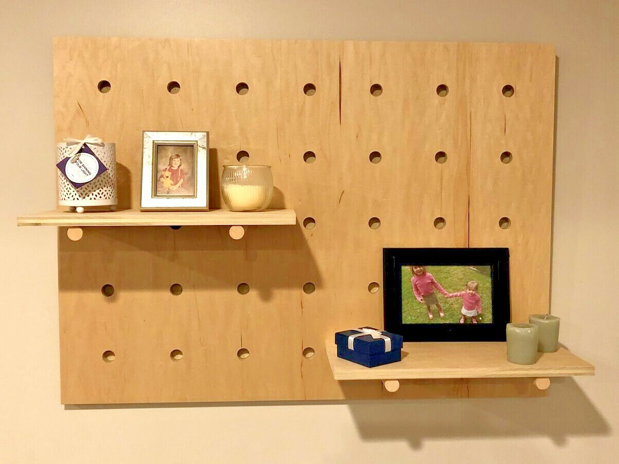 Modern Pegboard Display, Custom Wood Wall Orgainizer