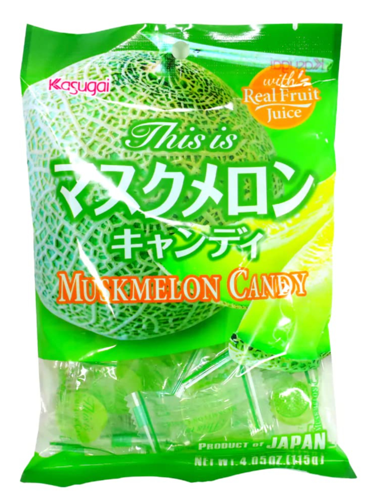 Six (6) Packs Japanese Kasugai Musk Melon Candy 4.05oz / 115g - Free Shipping !!