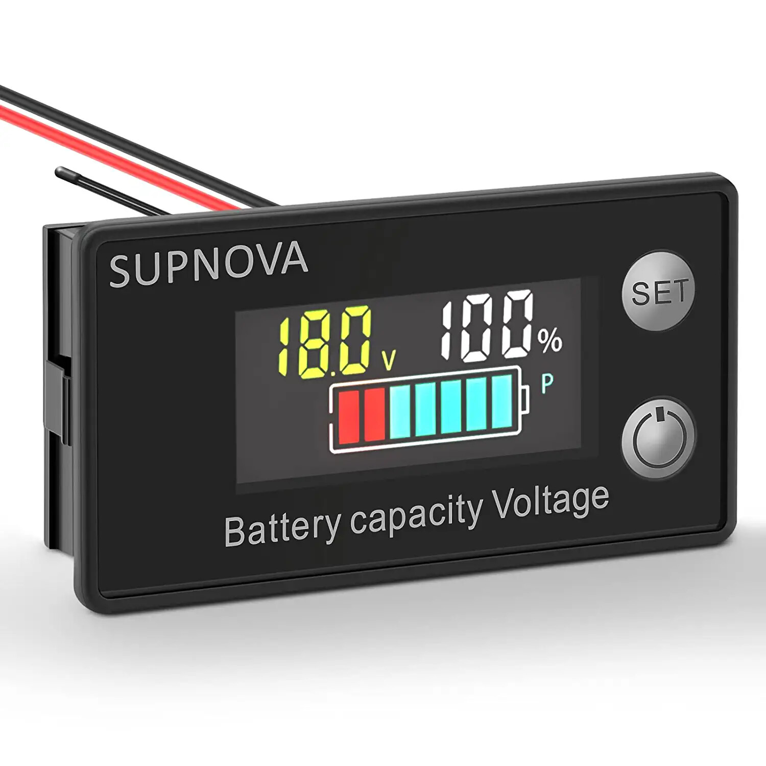 Digital Battery Monitor Meter Capacity Tester for Car Golf Battery Meter w/Alarm