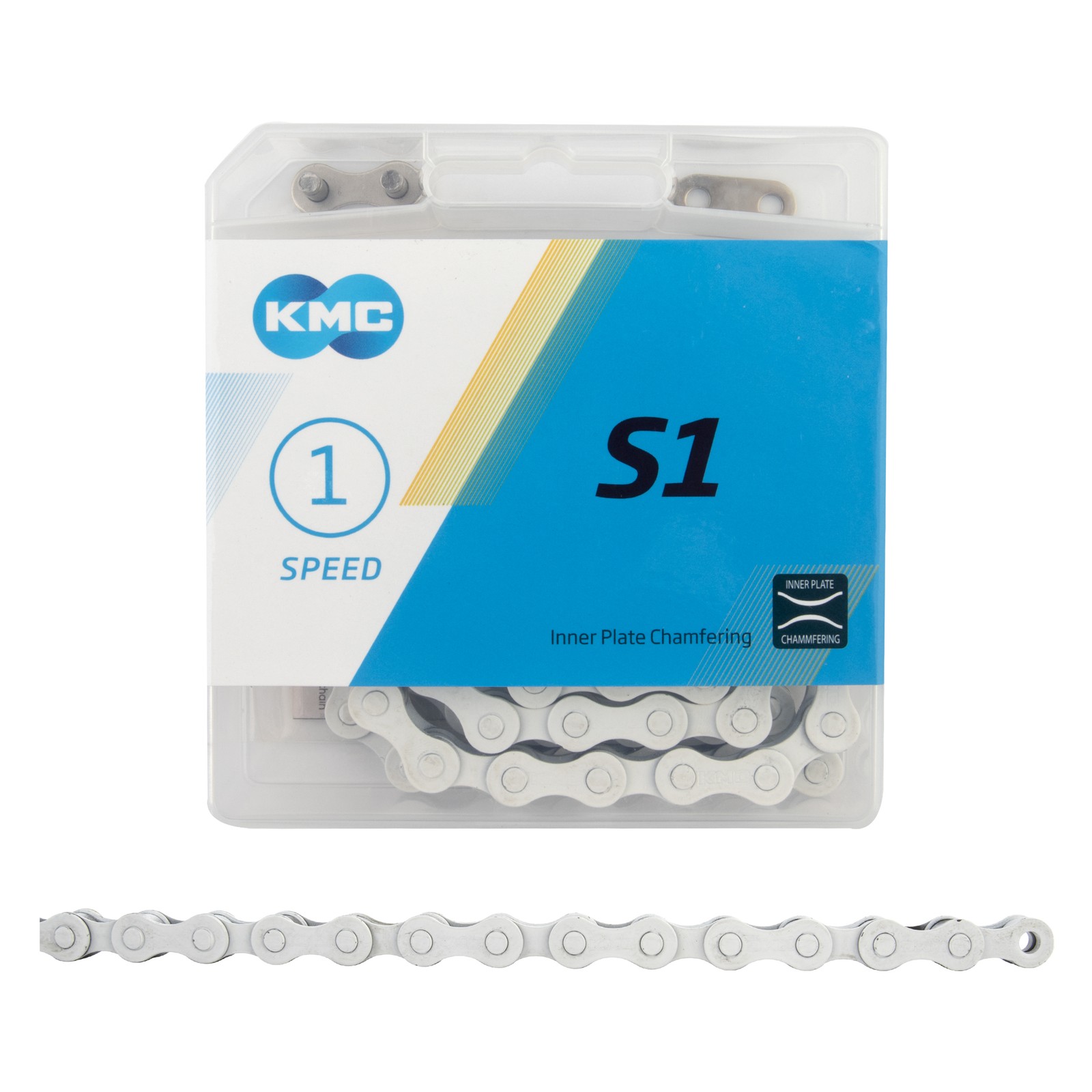 KMC S1 Chain - Single Speed 1/2" x 1/8", 112 Links, White