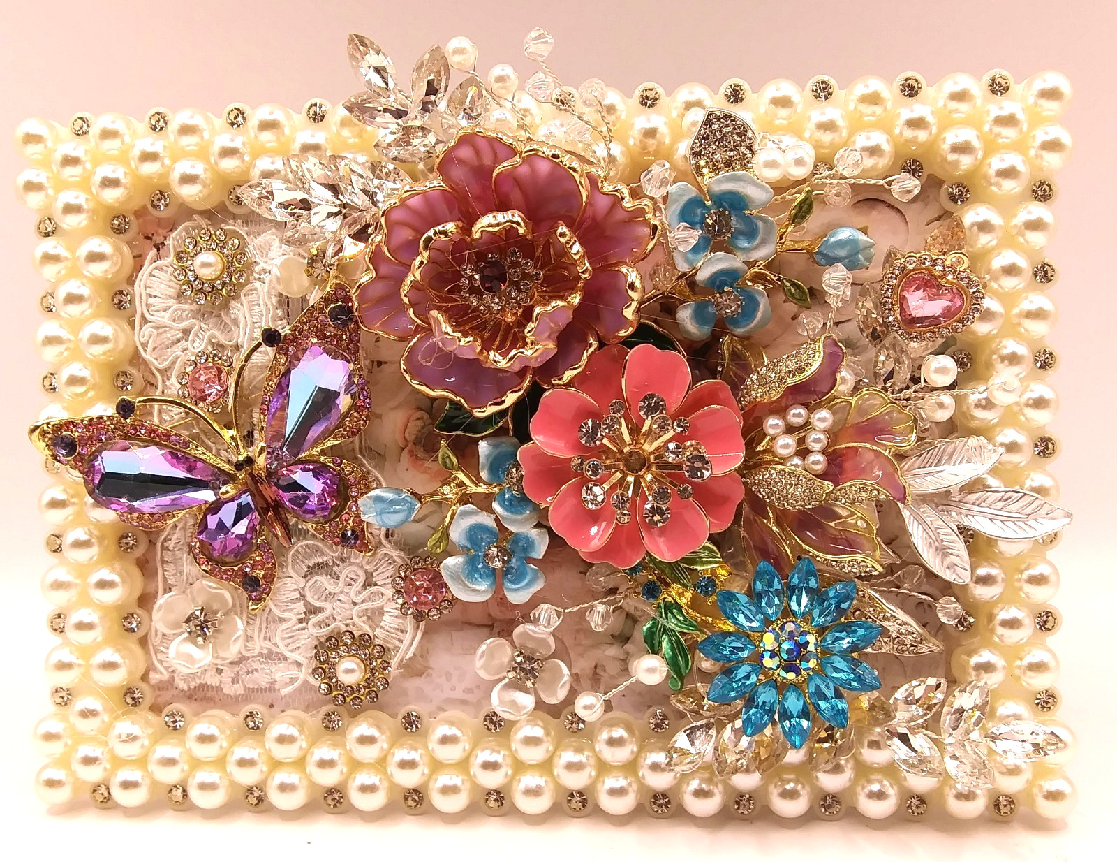 JEWELRY ART- Beautiful Rhinestone, Enamel, Faux Pearl Florals, Butterfly