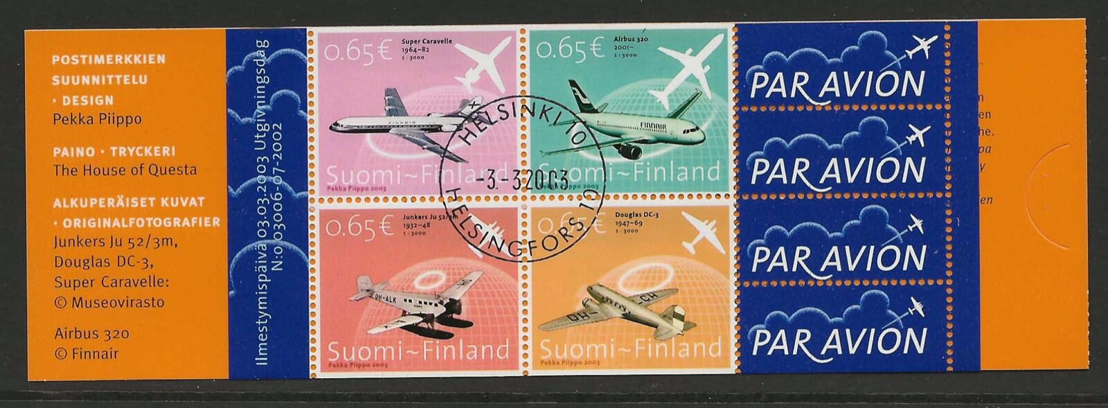 Finland 2003 Air traffic history  used full booklet (f169)