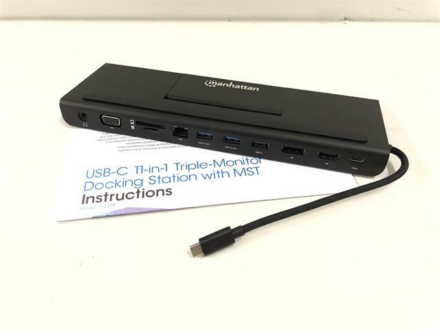 Manhattan USB-C 11in1 Triple Monitor Docking Station HDMI DisplayPort VGA 153478