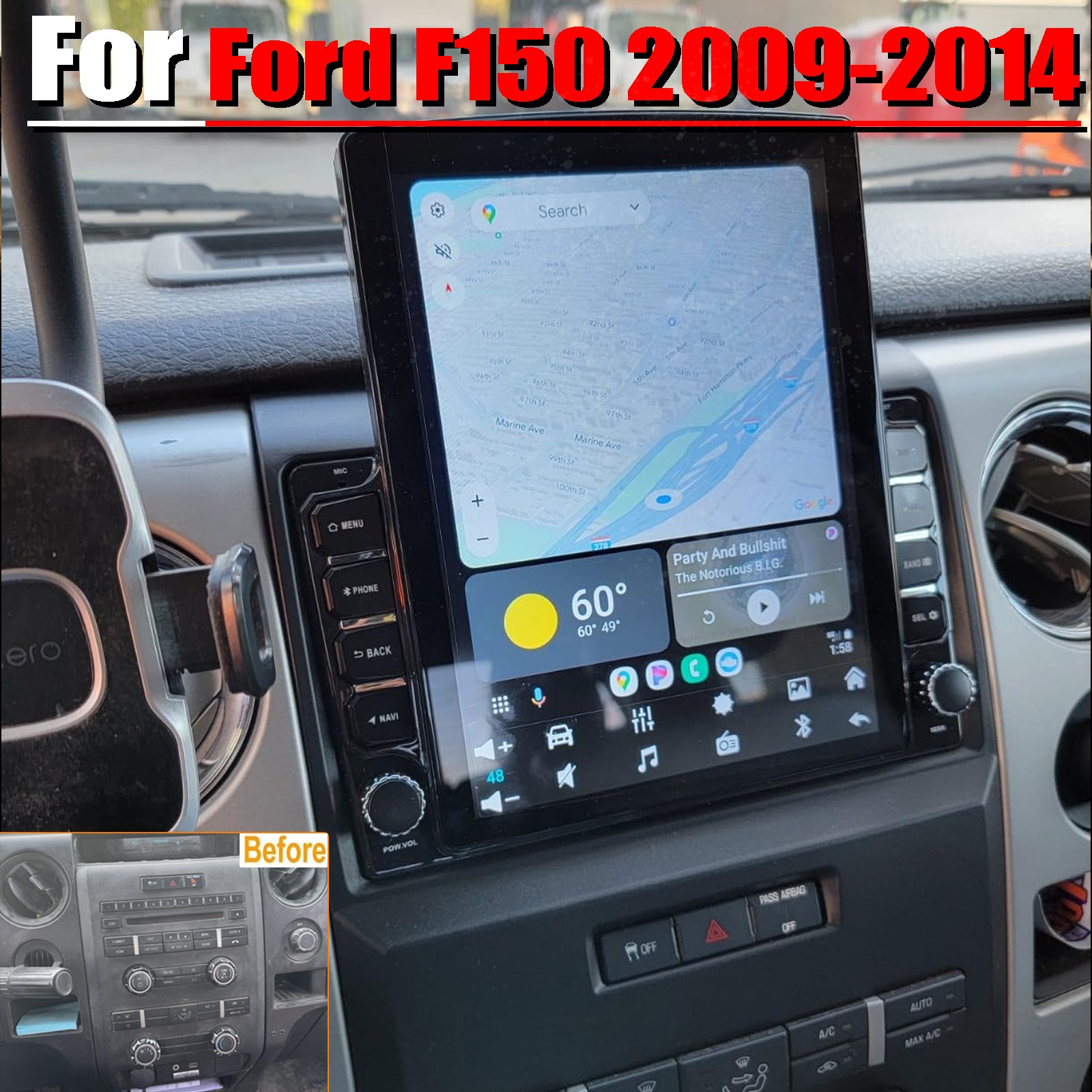For Ford F150 2009-2014 Android 15 Car Stereo Radio Carplay GPS Navi Wifi Player