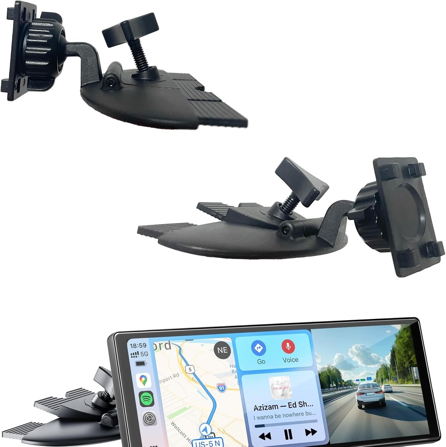 CD Slot Mount for CarPlay Screen, [Heavy-Duty] 360° Rotation Black