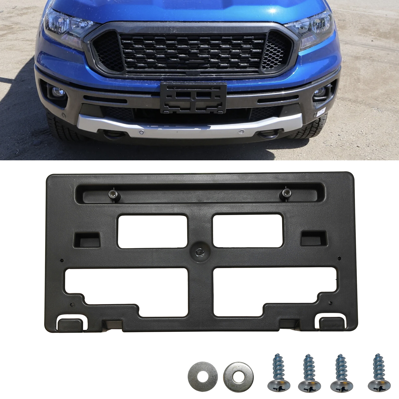 For Ford Ranger 2019-2023 Front License Plate Frame Tag Mounting Bracket Holder
