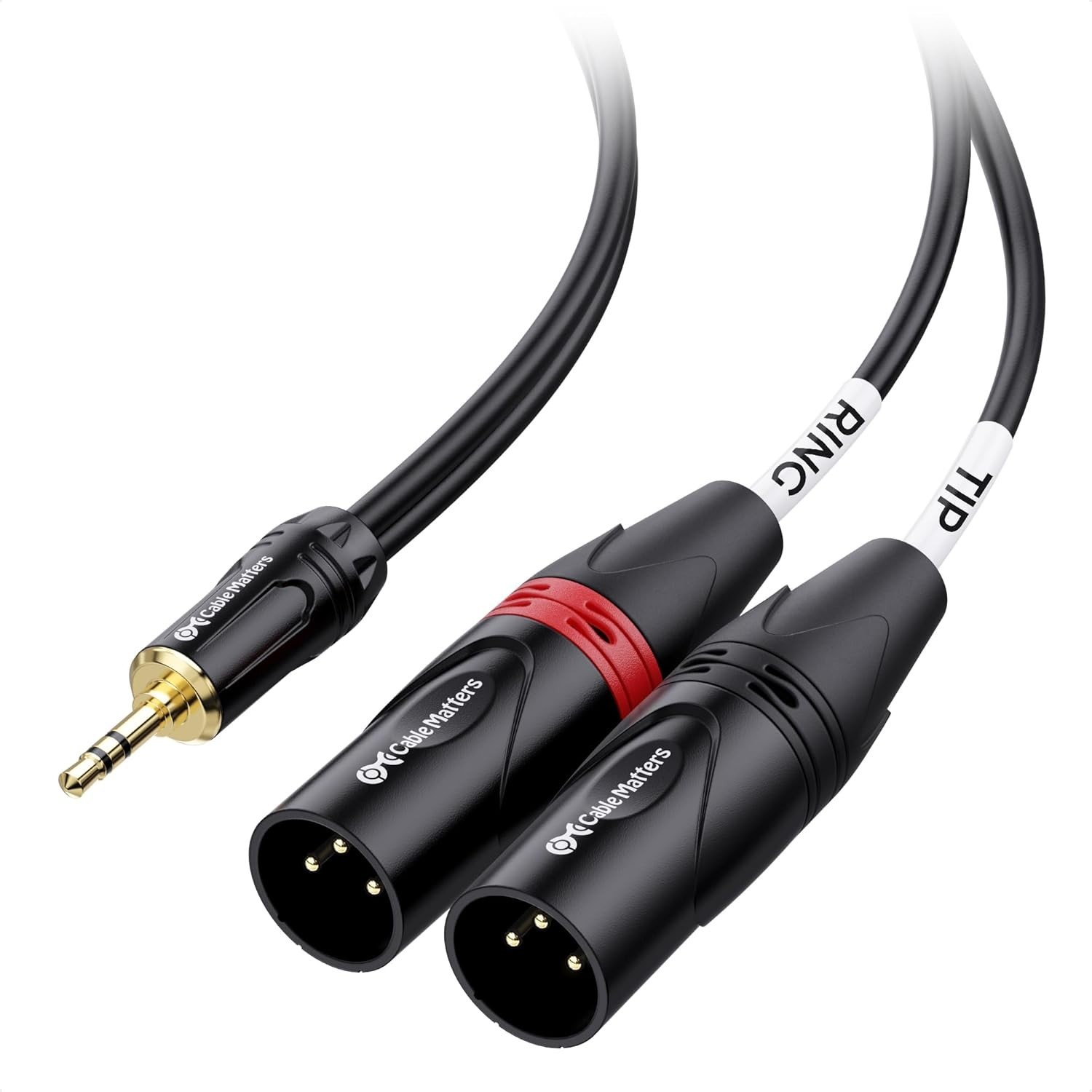 Cable Matters 3.5Mm 1/8 Inch TRS to 2 XLR Cable 3 Ft, Male to Male Aux to Dual X