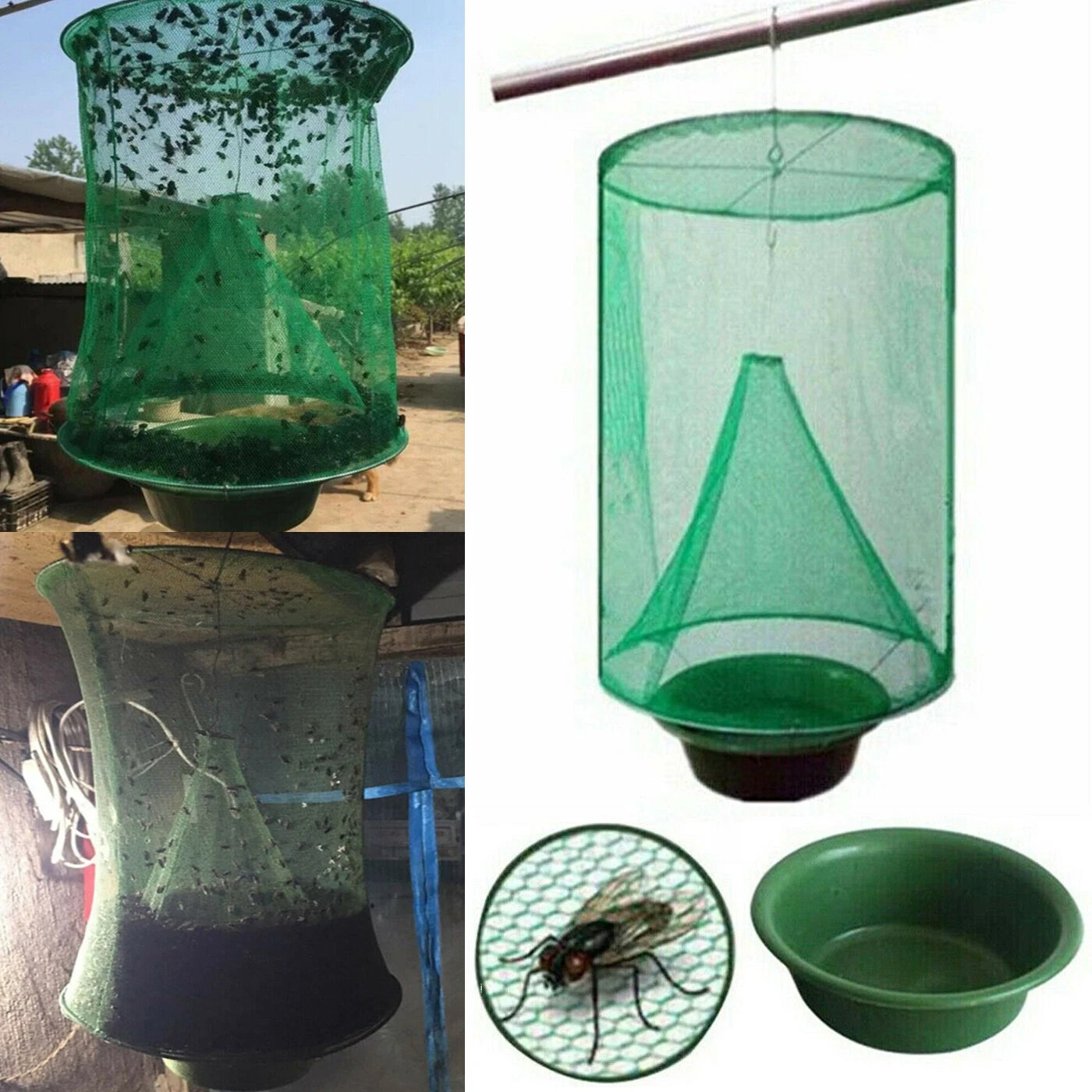 Reusable Hanging Fly Trap Catcher Cage Net Pest Control for Garden Farm Outdoor