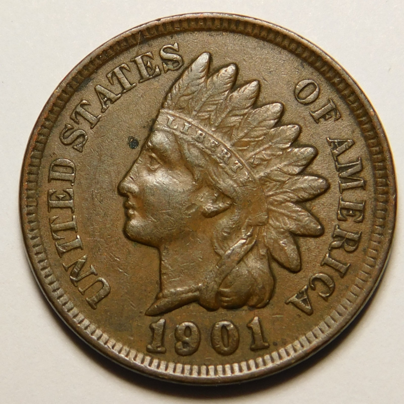 1901 Indian Head Cent Penny EF - XF  "Not Cleaned -Actual Coin Pictured"