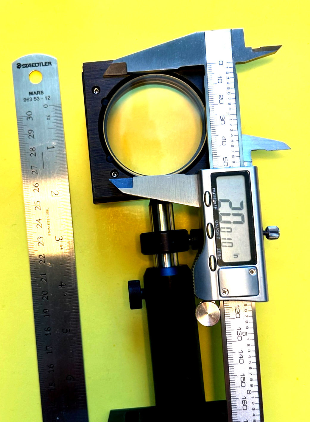 2" dia. DUV grade CaF2 3 Degree wedge in Thorlabs 2" mirror mt. with post holder