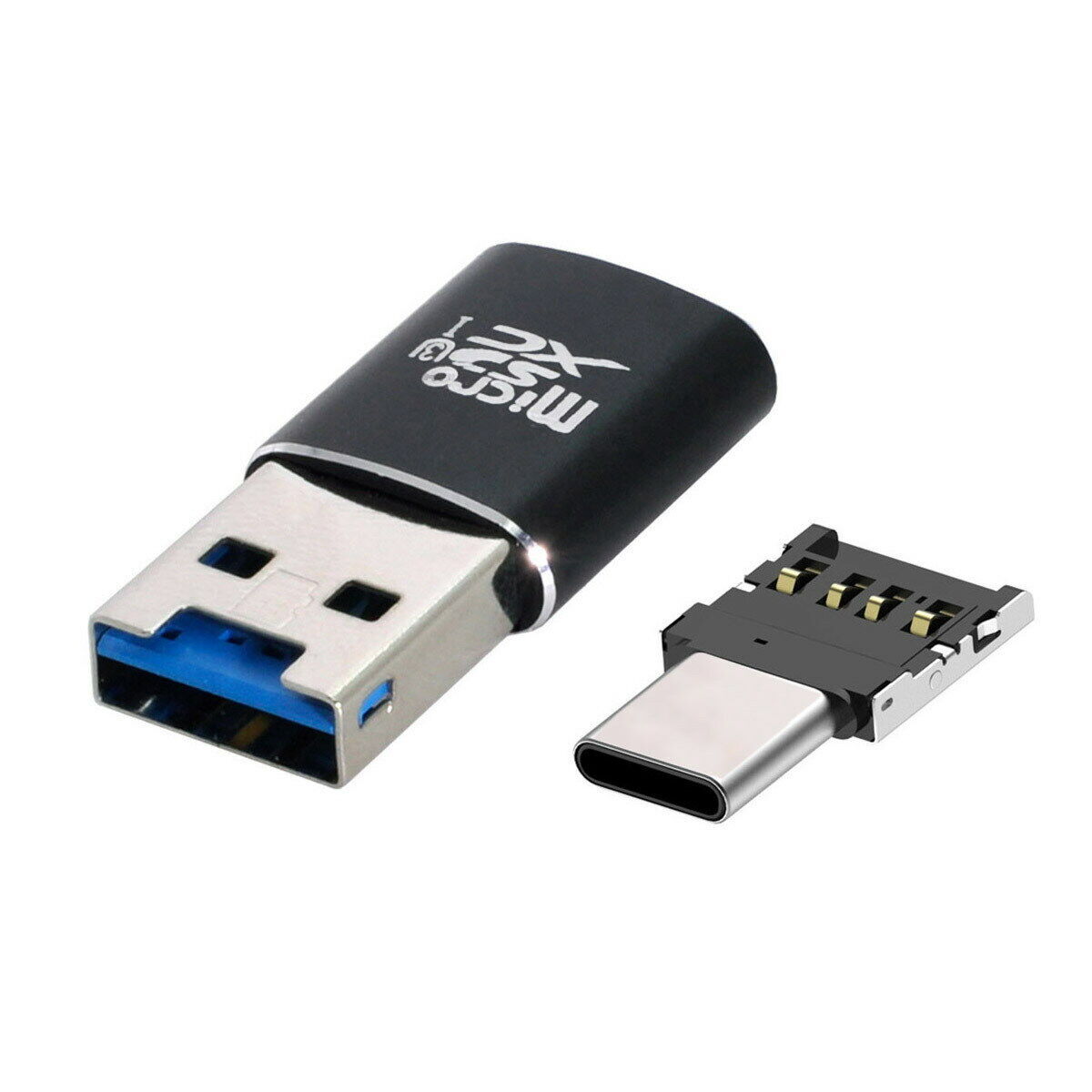 USB 3.0 to Micro SD SDXC TF Card Reader with Micro USB-C Type-C OTG Adapter