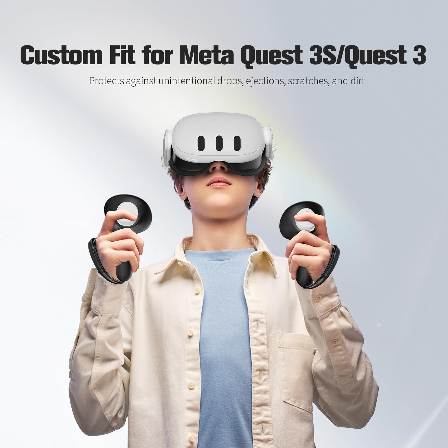 Controller Grips Compatible with Meta Quest 3S/Quest 3, Upgraded All-Silicone...