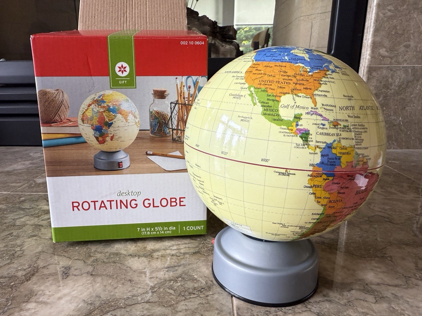 7”x5.5” Desktop Battery Powered Rotating Globe