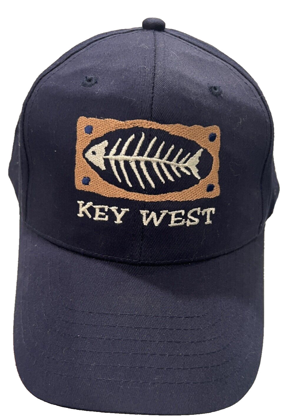 Key West Cap Hat Navy Blue With Fish Patch Snapback Fabric