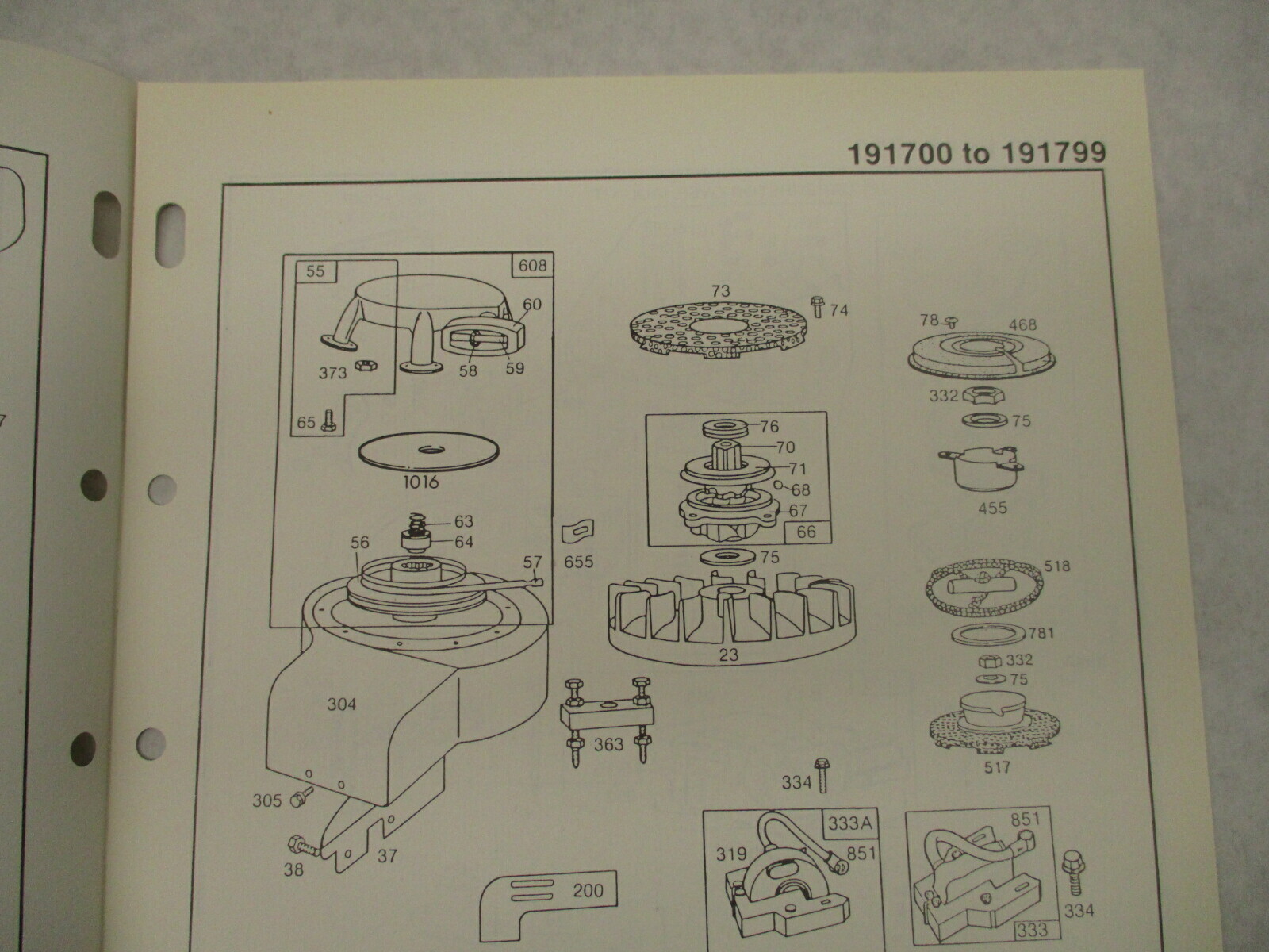 MS-8161-4/87 Briggs & Stratton Illustrated Parts List for Model 191700-191799
