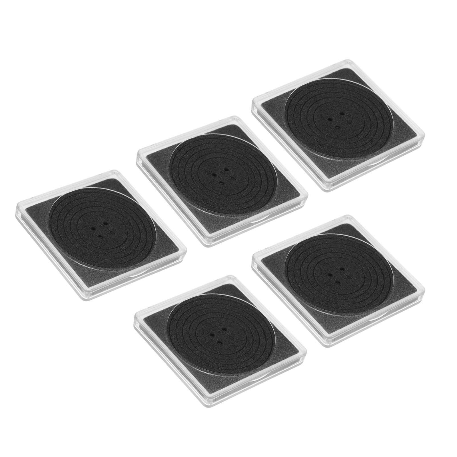 Coin snap holder, 5pcs square case collection 19/24/29/34/39mm, black