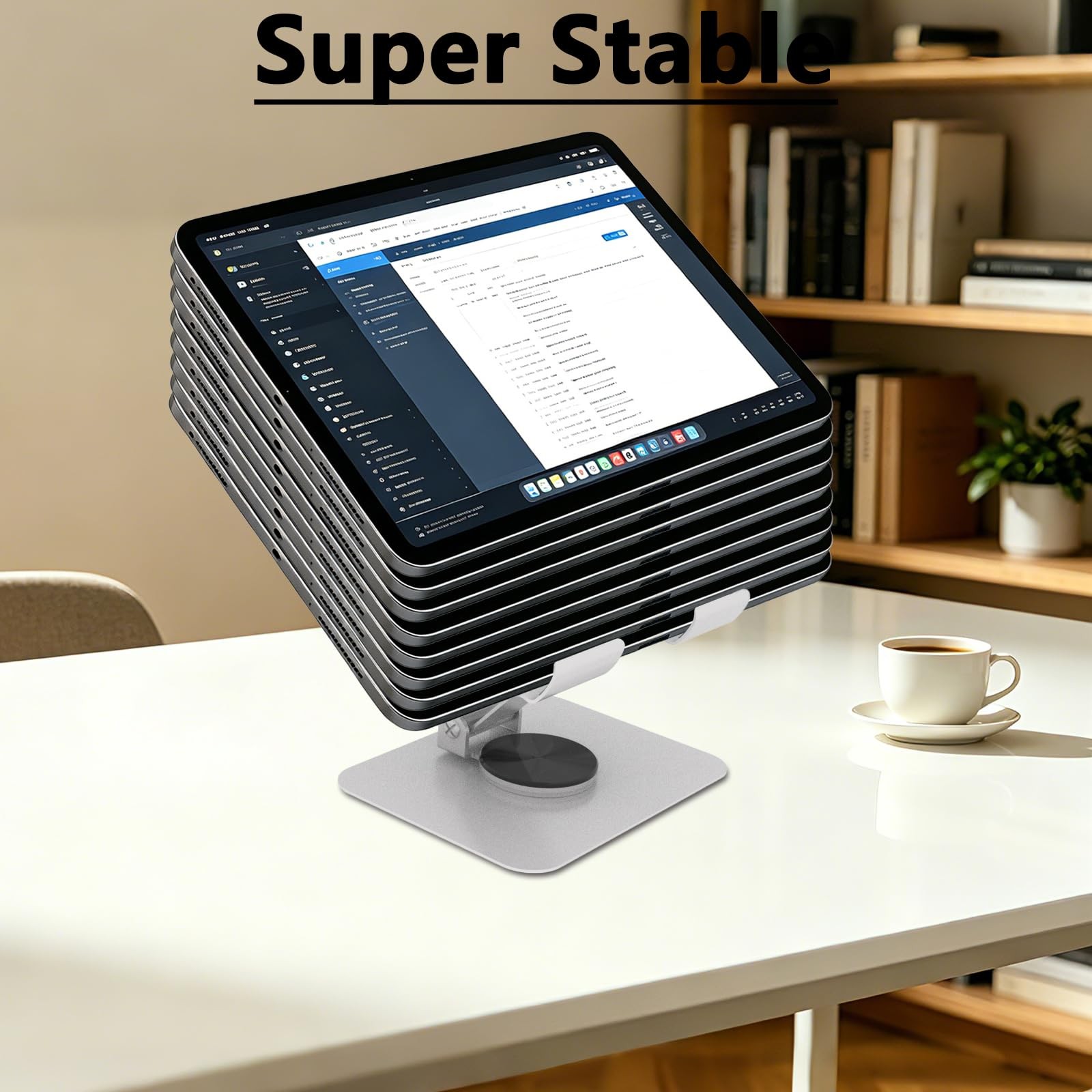 TAPMEI Larger Tablet Stand for iPad, 360° Rotation Adjustable silvery