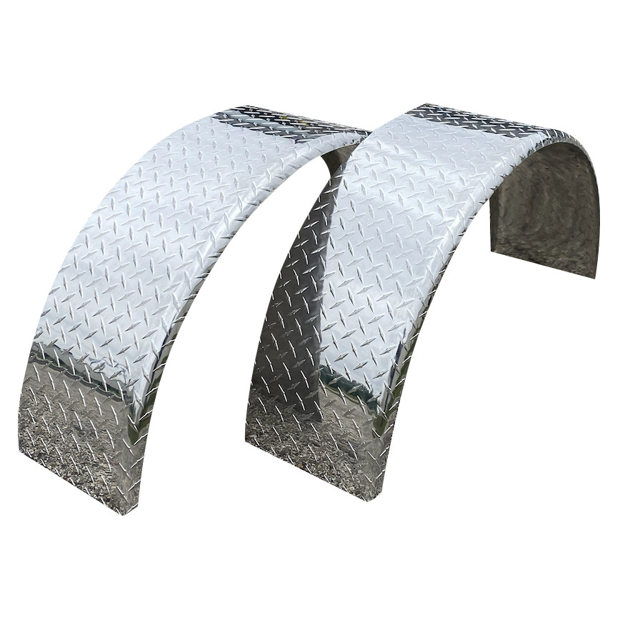 2 Pack Aluminum Diamond Plate Round 14 gauge Trailer Cargo Fender 10" X 36" X 18