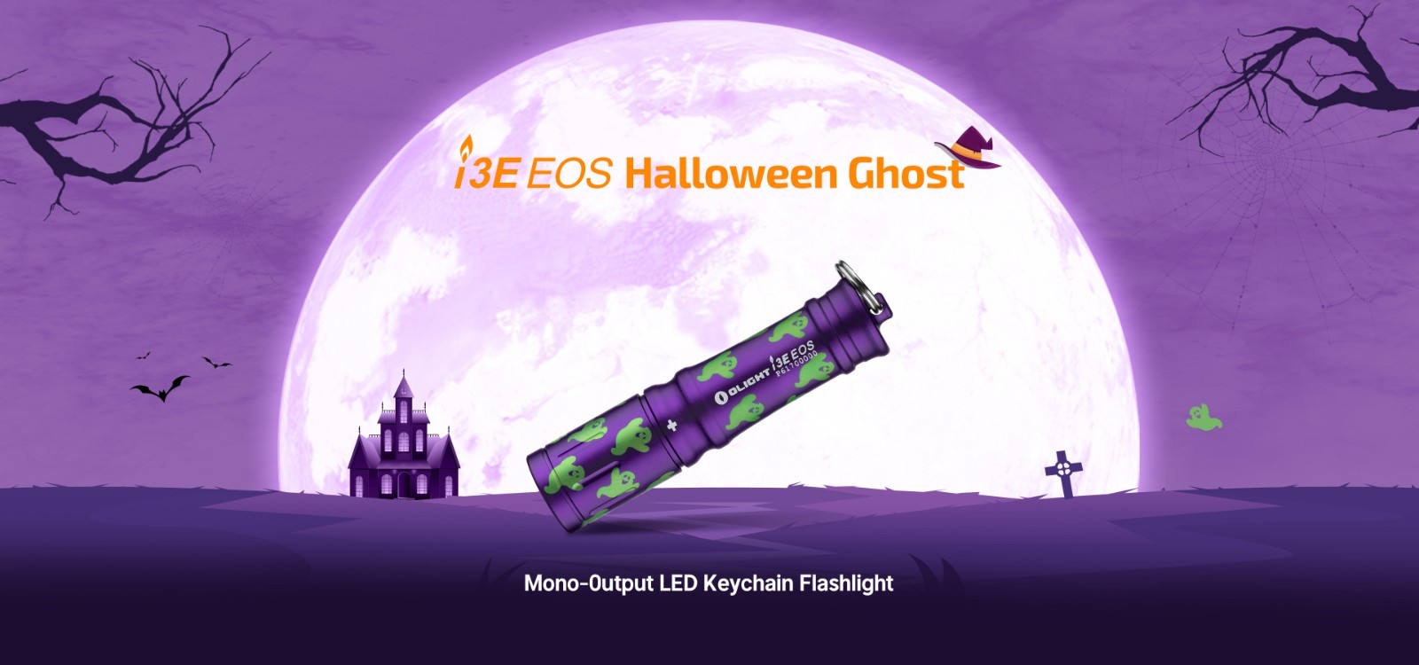 Olight I3E EOS Halloween Ghost Keychain Waterproof Flashlight, 90 Lumens, 1 AAA