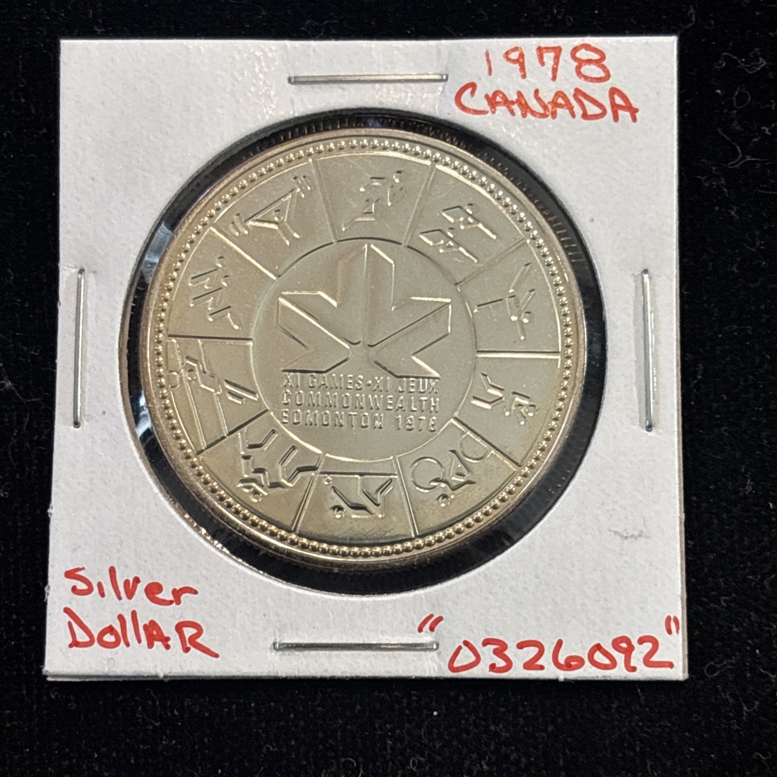 1978 Canada Silver Dollar Edmonton Games  Proof “0326092” Canadian $1