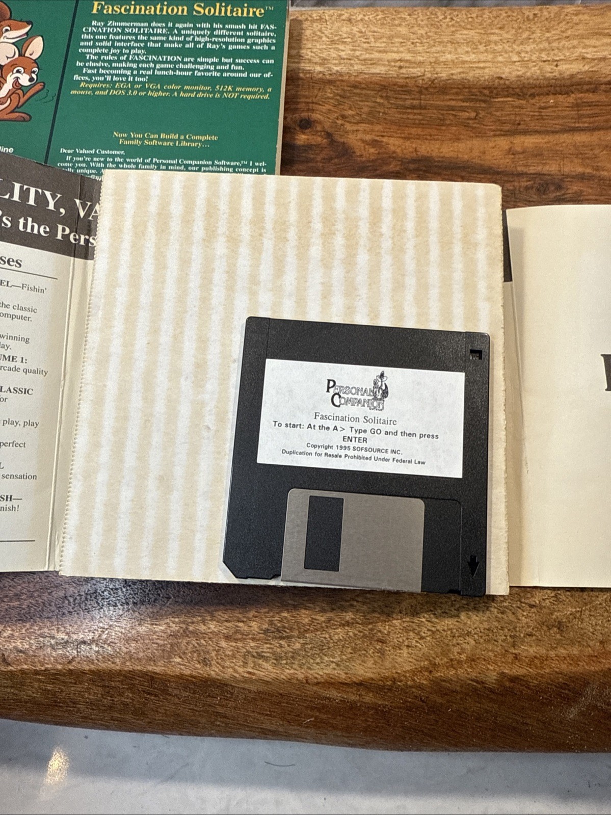 Vintage 1994 Personal Companion 3.5” Floppy Disk Programs Blackjack & Solitaire