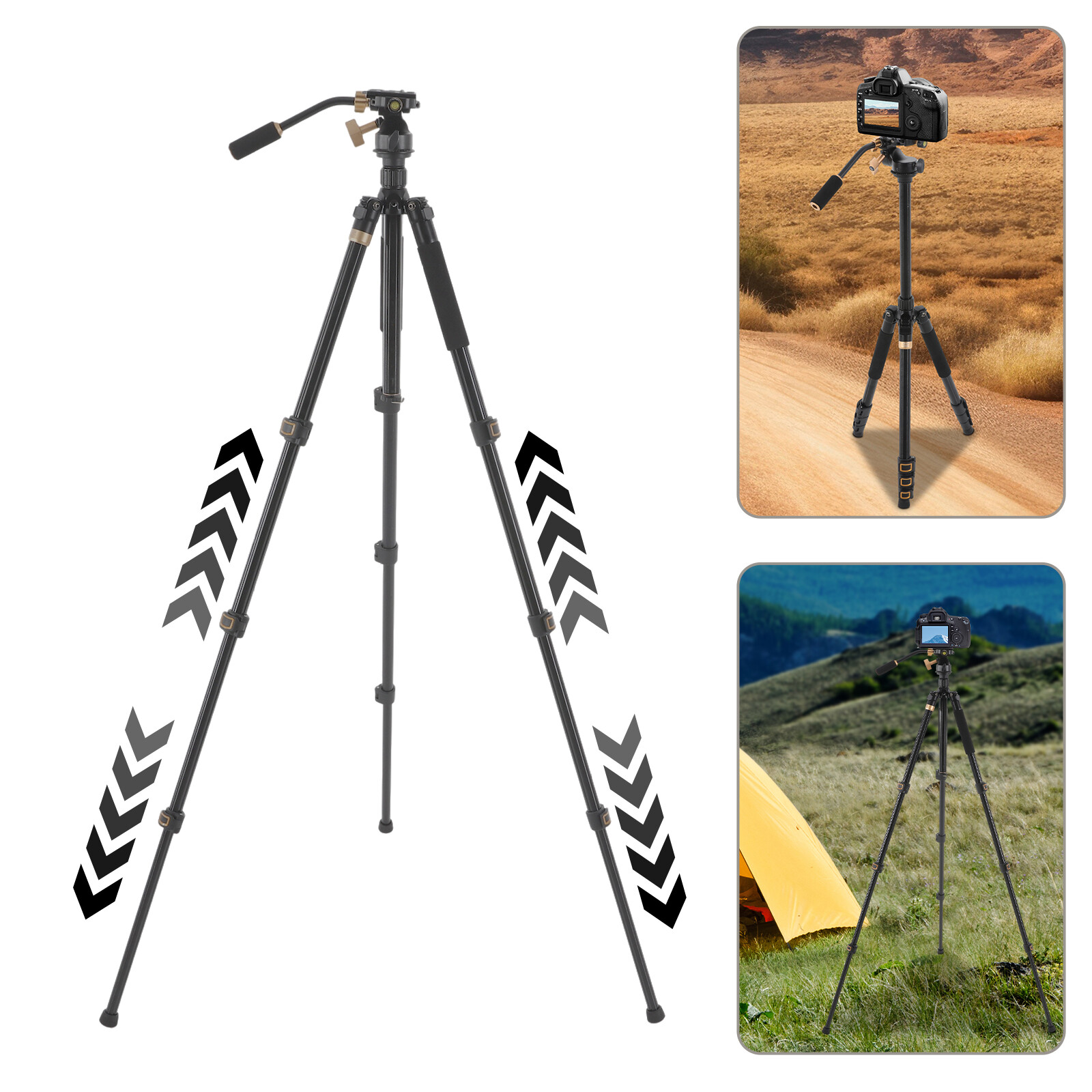 Stabilized Clamping Head Photography Tripod Load 17.64lbs +Head Precision Tripod