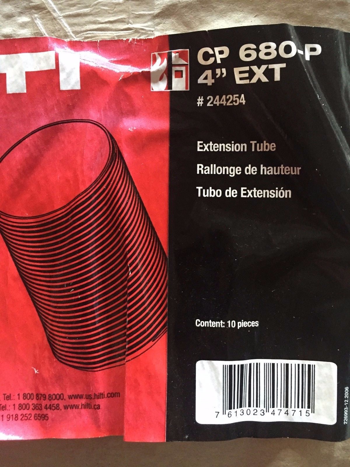 244254 Hilti 4" Extension Tube - Firestop DEVICE  CP 680-P 4”