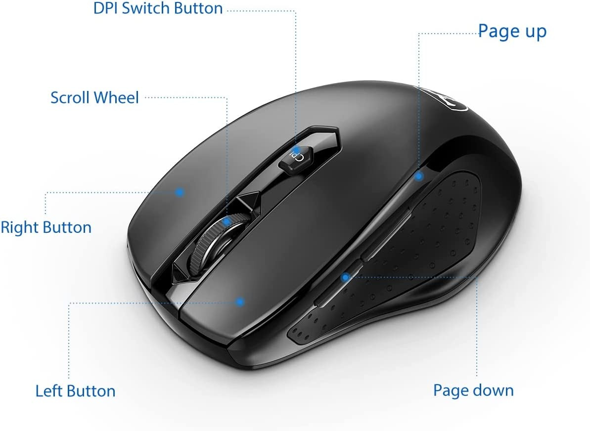 Wireless Mouse, Computer Mouse USB Cordless Mice, Lightspeed 5-Level 2400 DPI