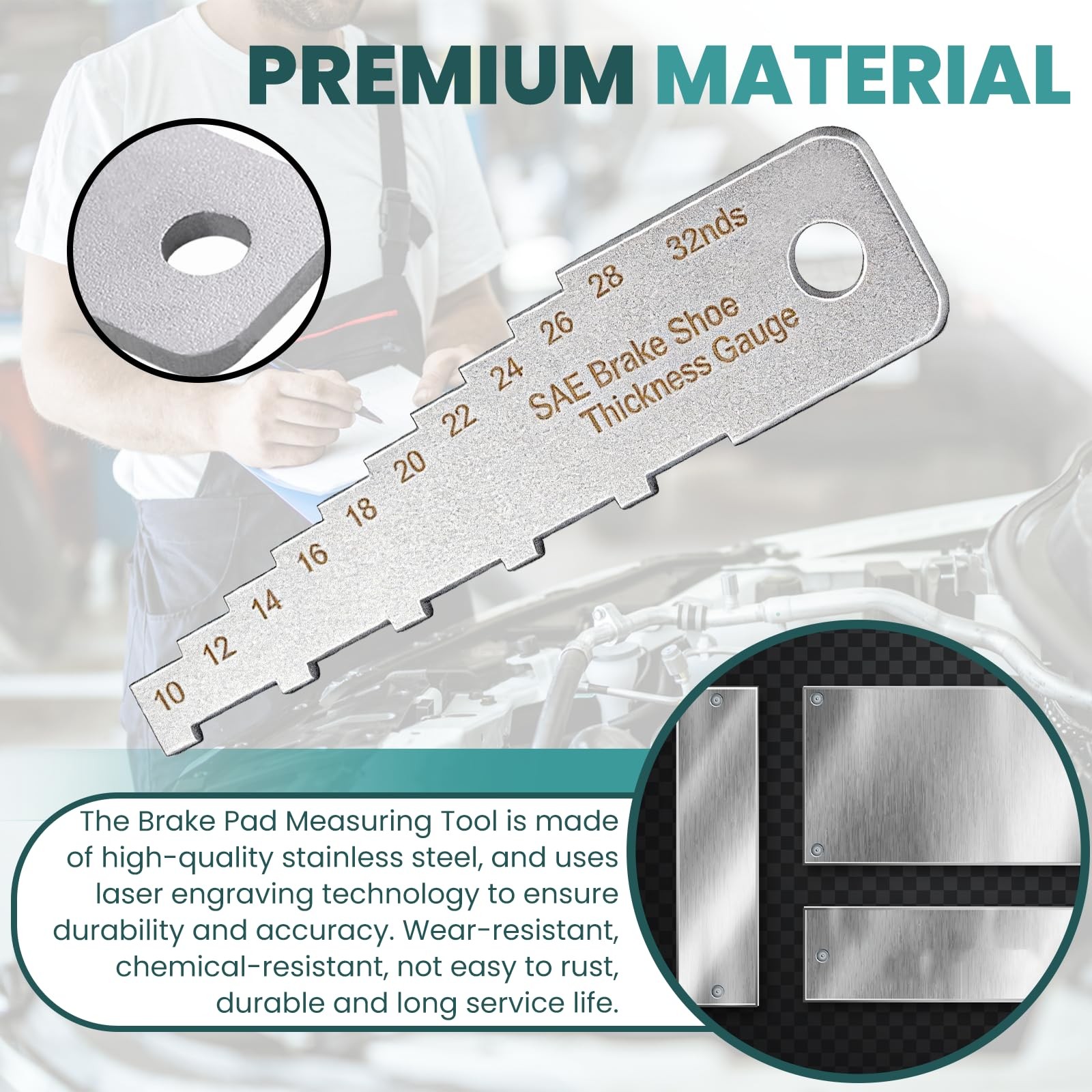 Zookpr Mini Tech Gauge 32nds Brake Pad Measuring Tool