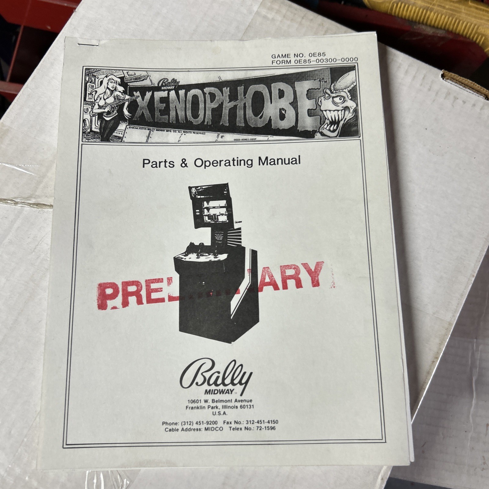 original XENOPHOBE W/Schematics Preliminary MIDWAY Arcade video game manual