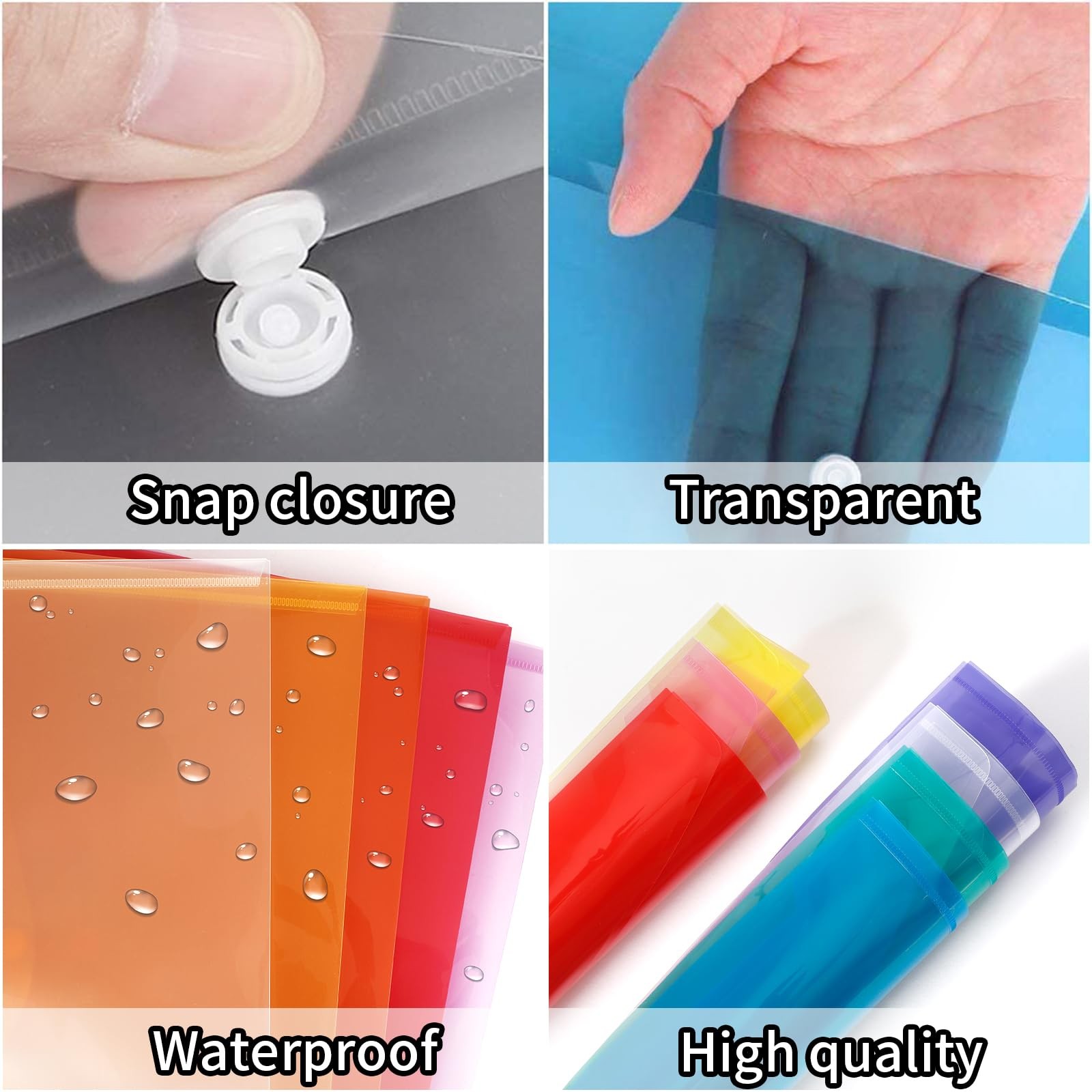28pcs Plastic Envelopes, Plastic Folders for Documents, Poly Folders with Sna...