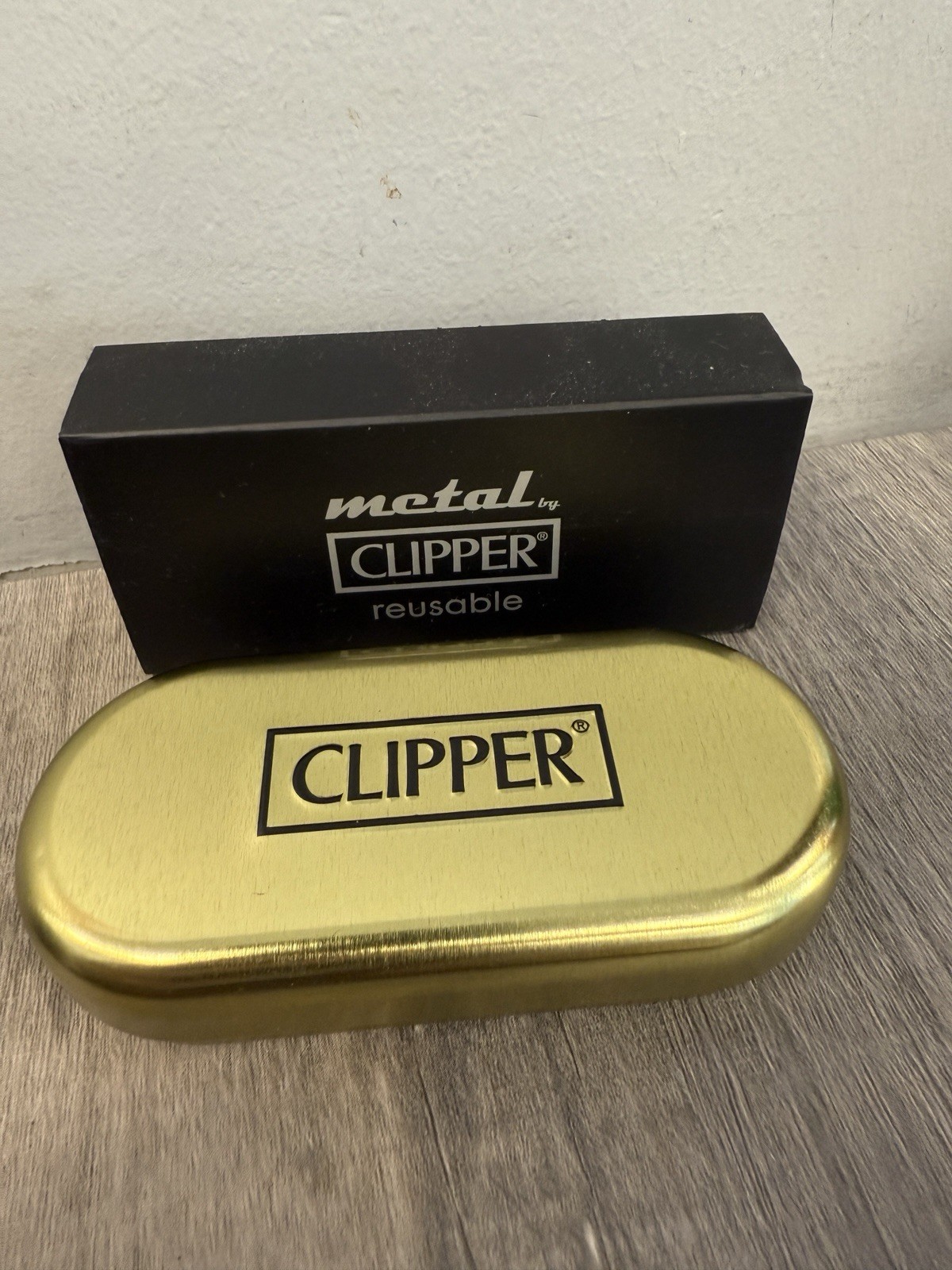 Metal Clipper Lighter (BRUSHED GOLD) With Gift Box Refillable AUTHENTIC