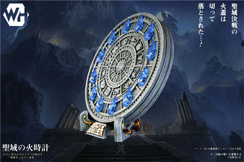 Saint Seiya Fire Clock Statue Resin WH Studio Model Lights Wall Hanging 30cm