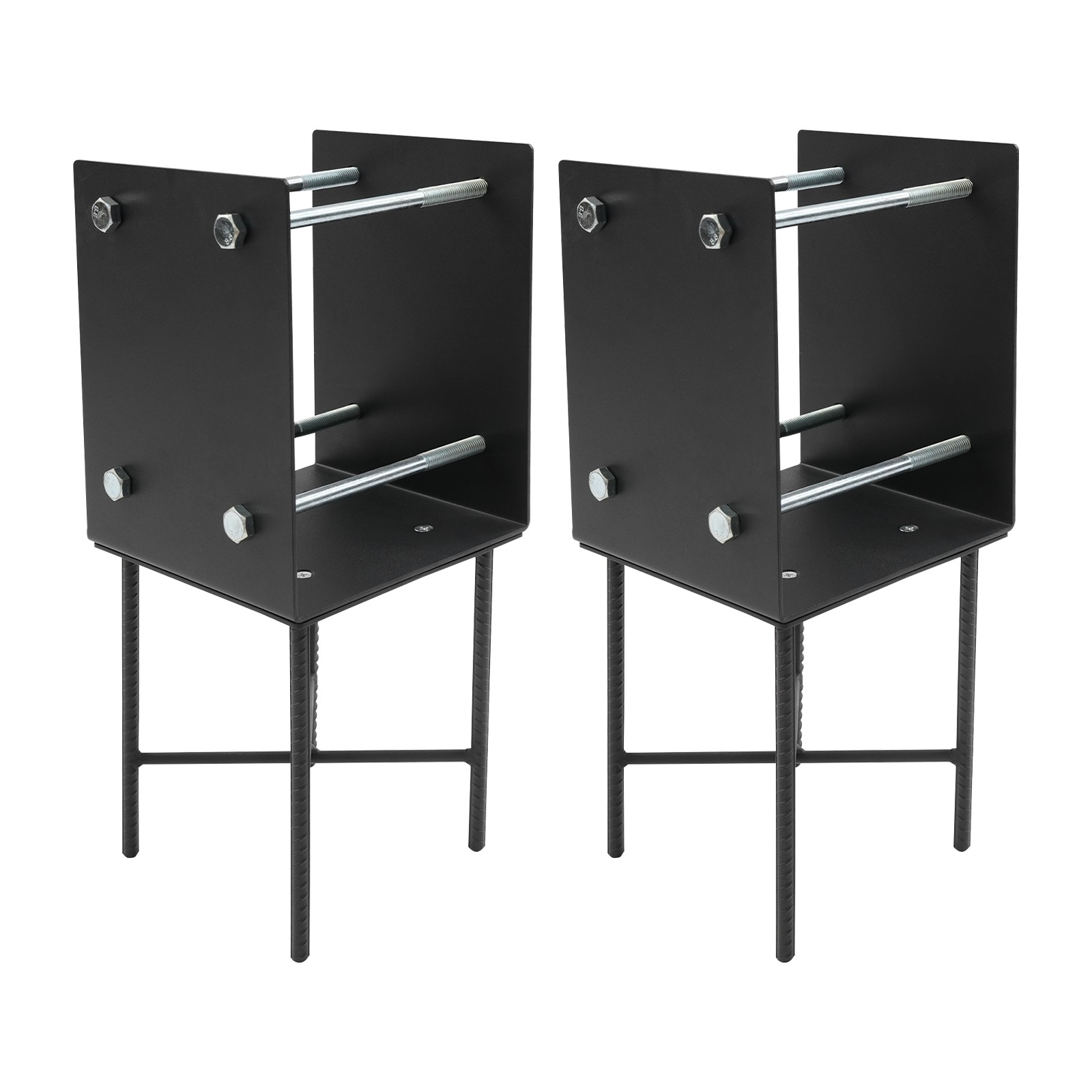 U-Shape Post Base Holder 7*7in Wet Concrete Fence Post Holder 2 Pack Black
