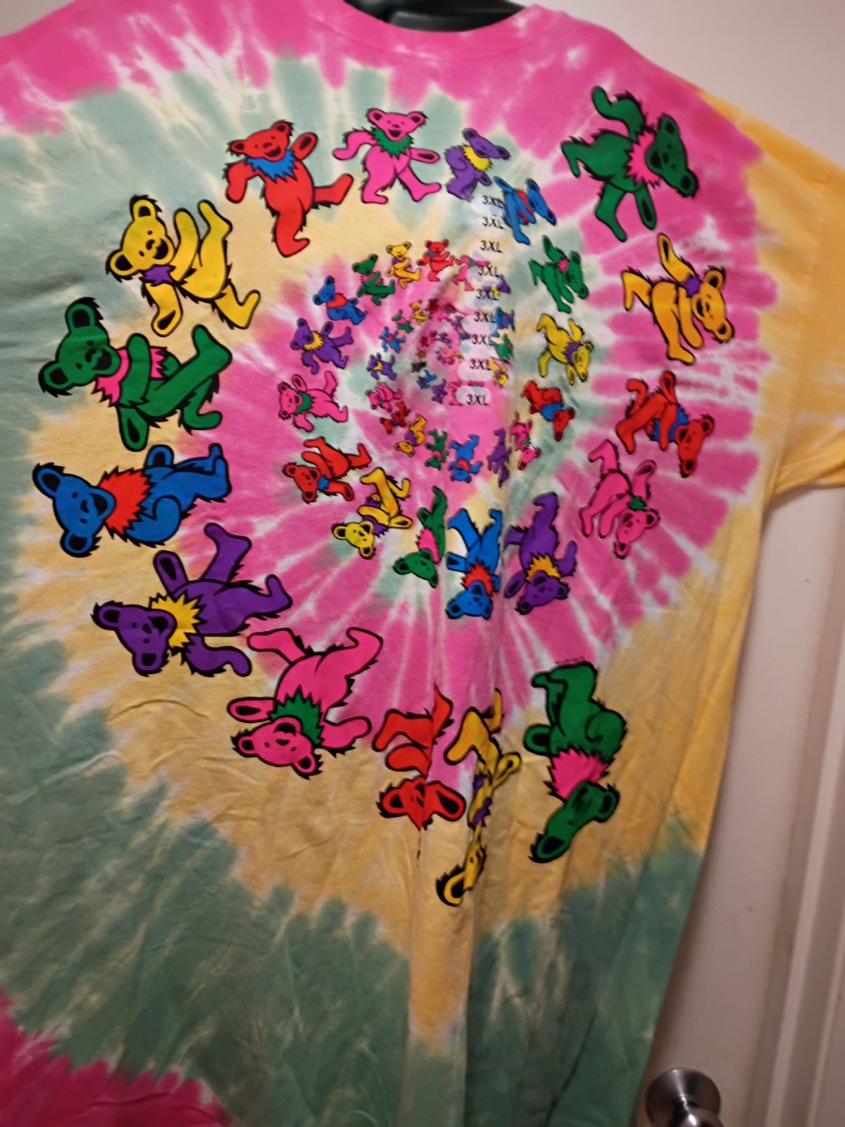 Liquid Blue Grateful Dead DANCING BEARS Rasta Color Tie Dye T Shirt 4x B4GOFREE