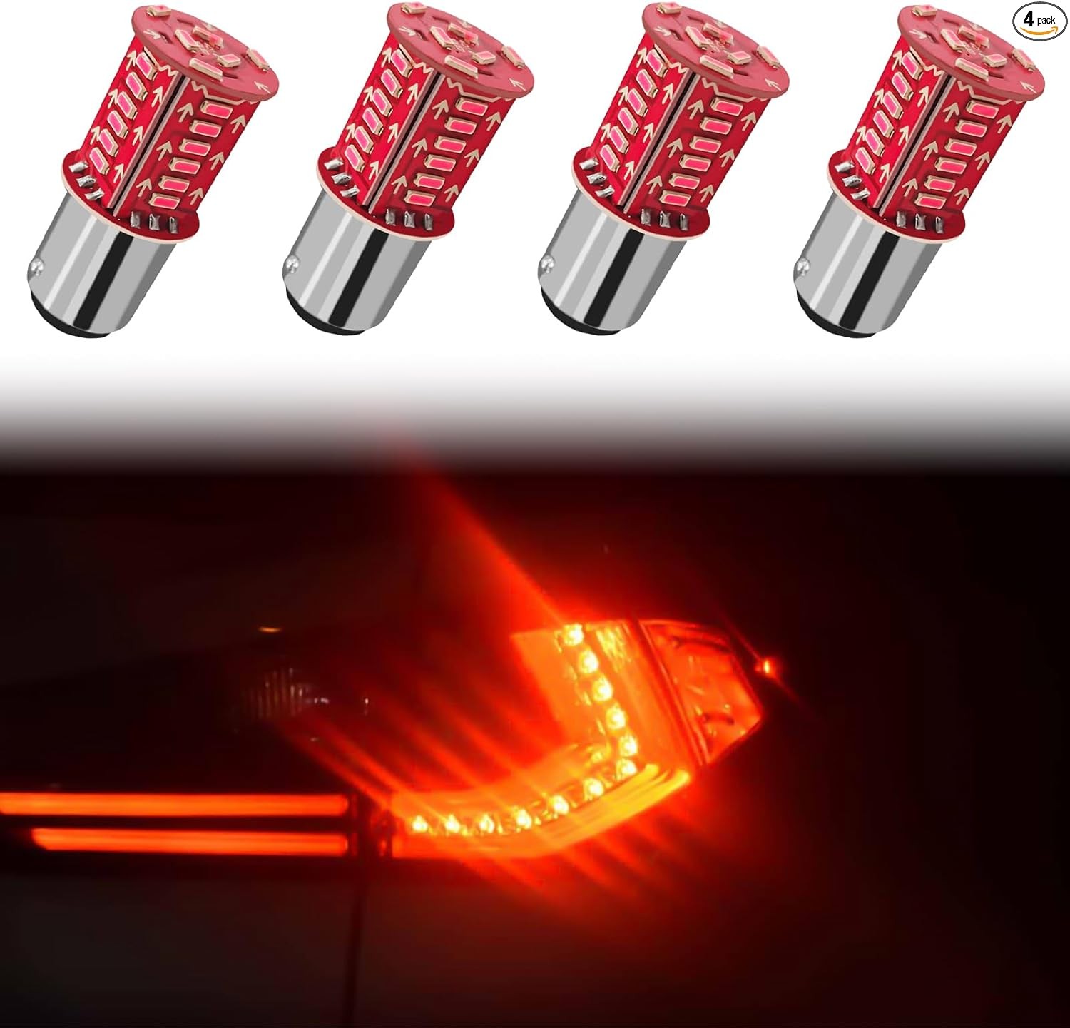 1157 Strobe/Flashing Brake Light Bulb, 12V Super Bright Red BAY15D  Color: Red