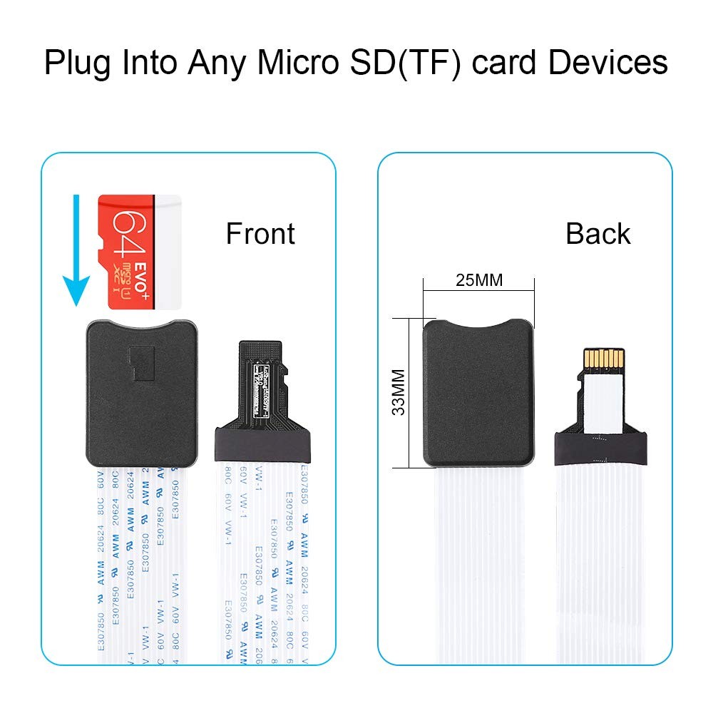 ELECTOP Micro SD to Card Extension Cable - TF 48cm, black