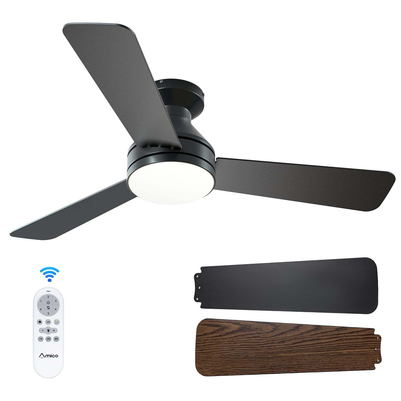 Ceiling Fans With Lights, 42 Inch Low Profile Ceiling Fan With Light And Remote